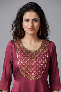 Red Flared Embroidered kurta