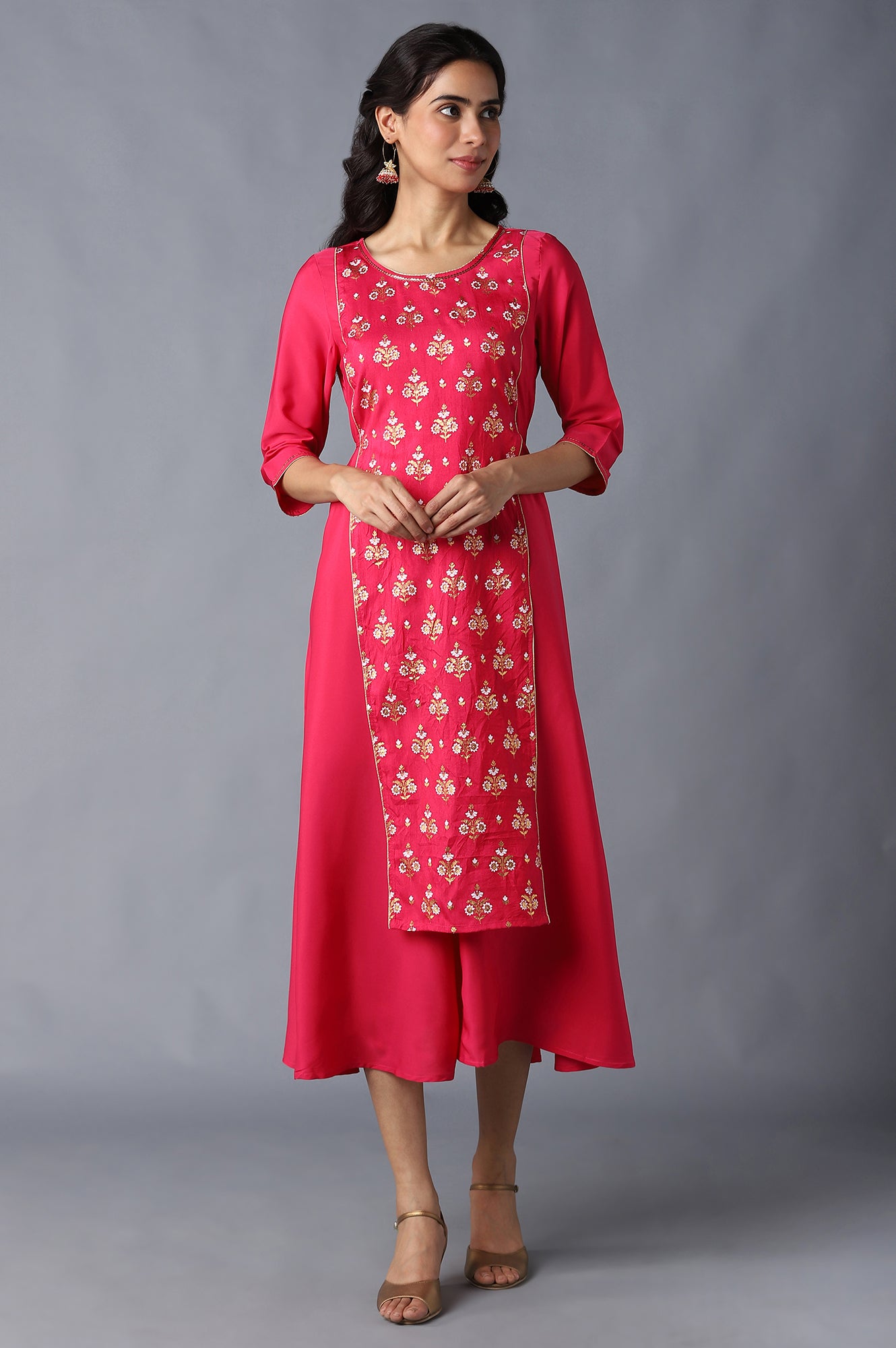 Pink Floral Printed kurta