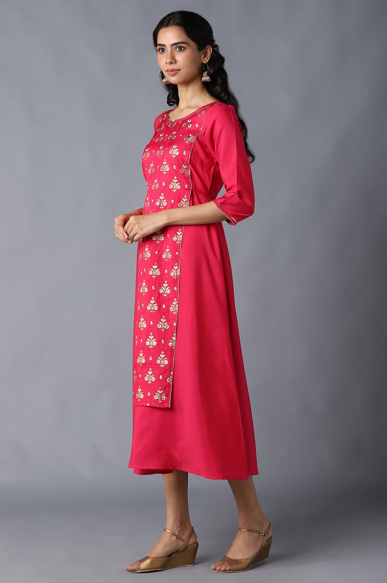 Pink Floral Printed kurta