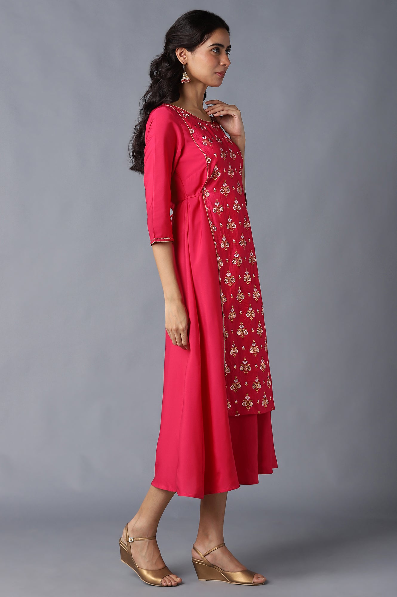 Pink Floral Printed kurta