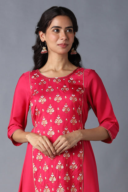 Pink Floral Printed kurta