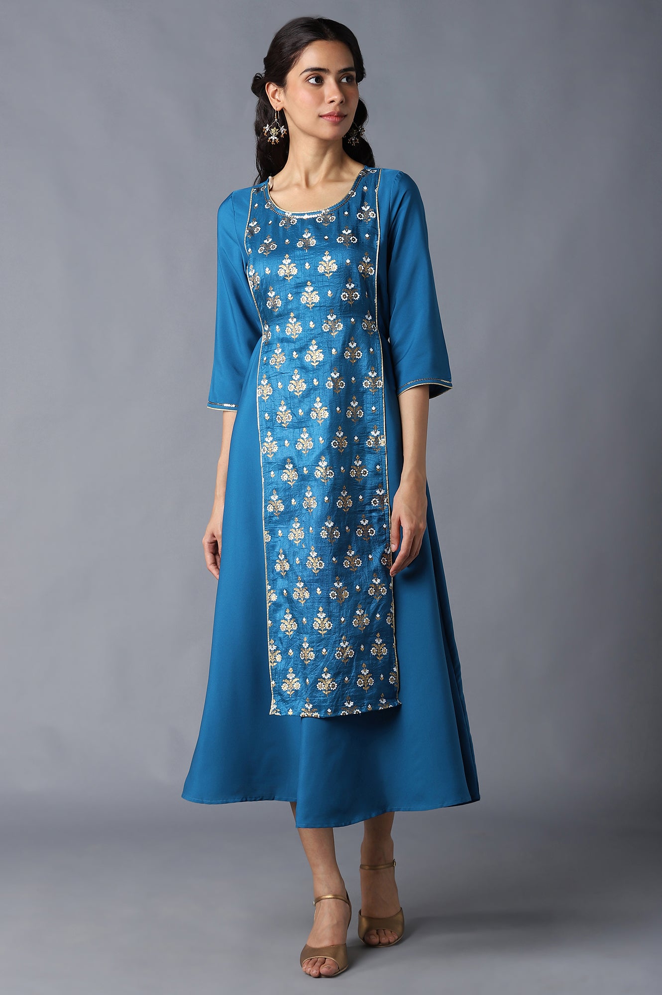 Blue Floral Printed kurta