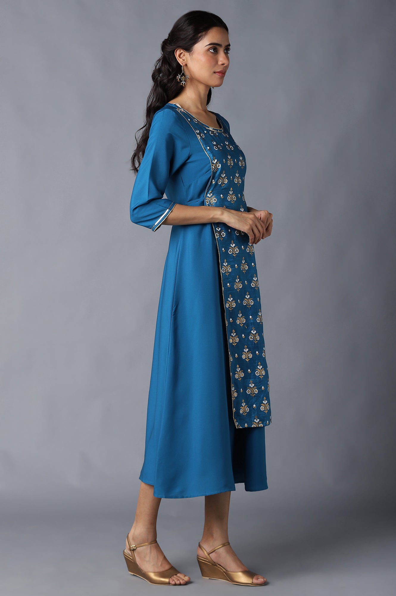 Blue Floral Printed kurta