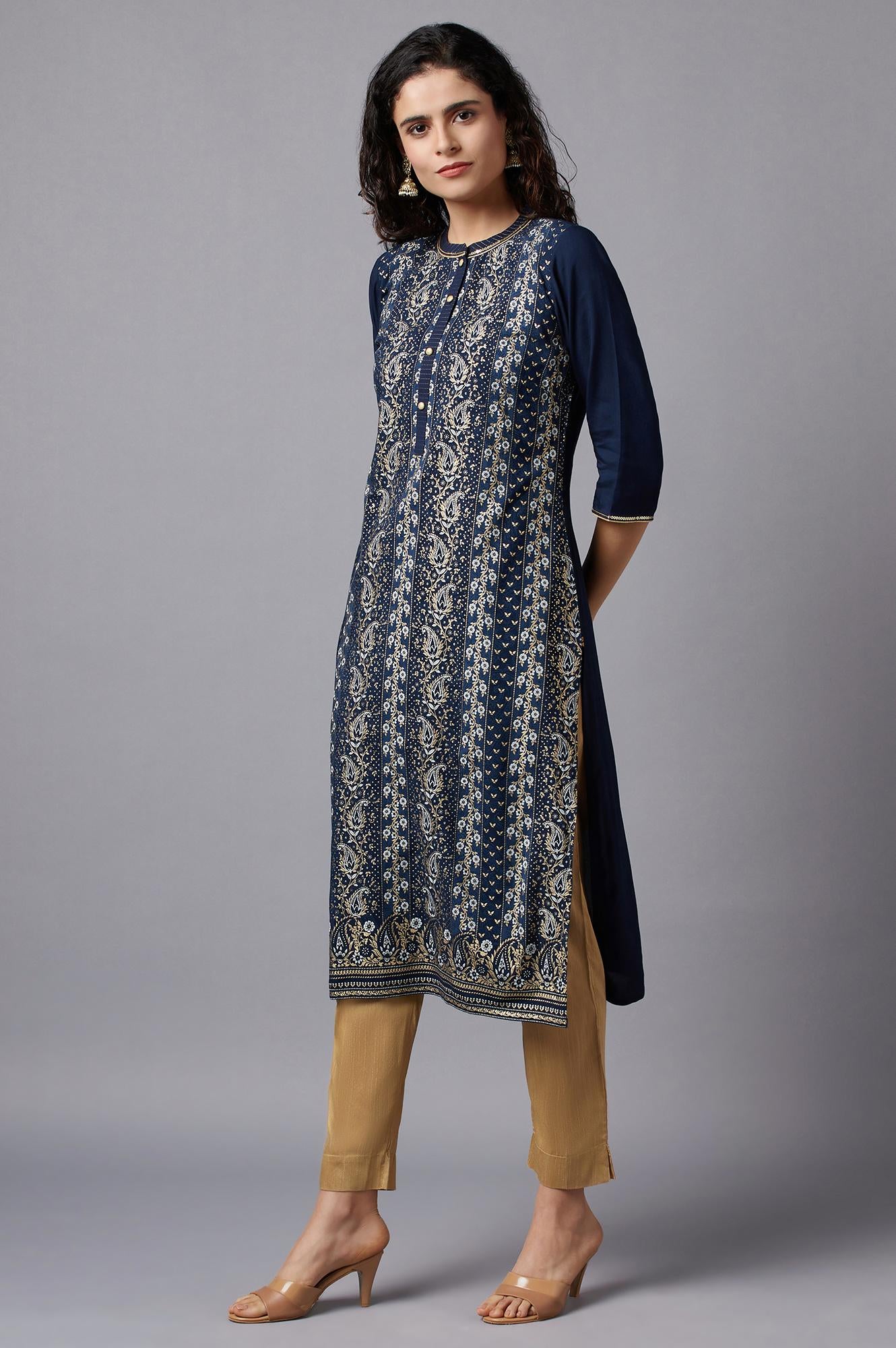 Blue Floral Printed kurta