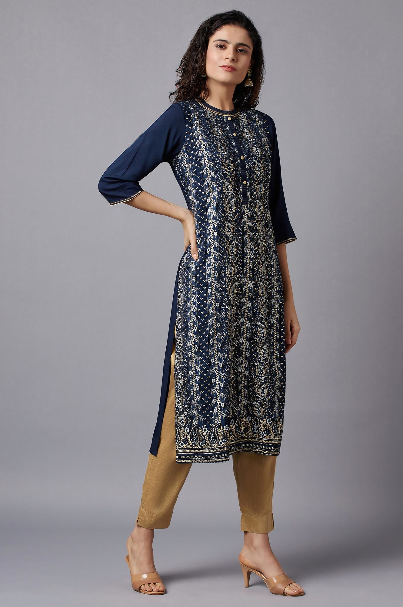 Blue Floral Printed kurta