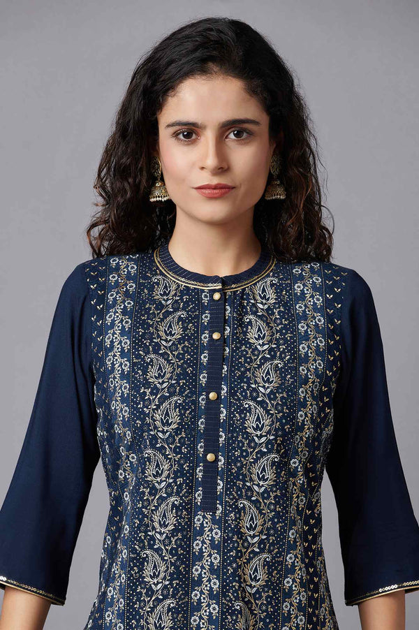 Blue Floral Printed kurta