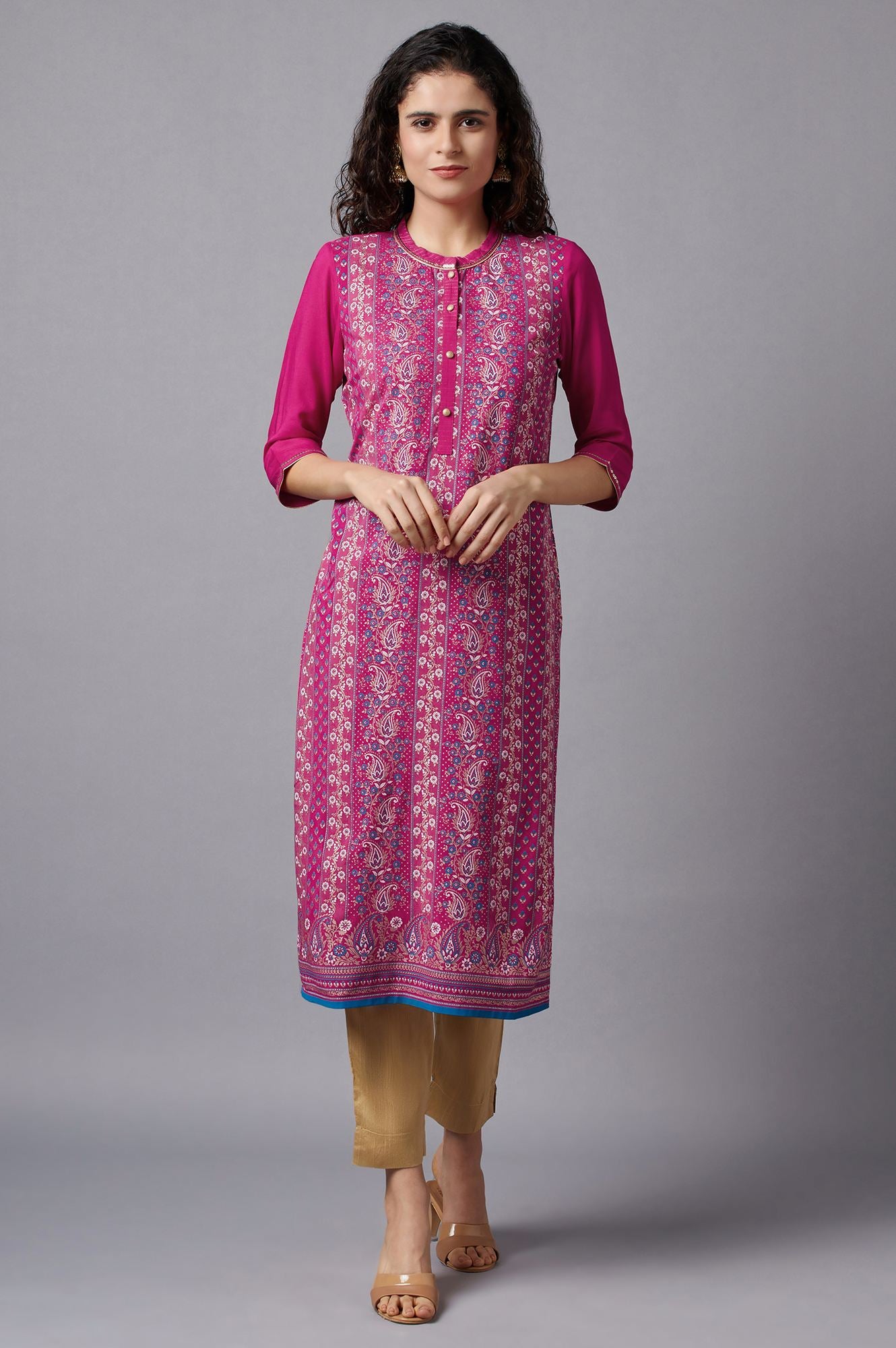 Pink Floral Printed kurta