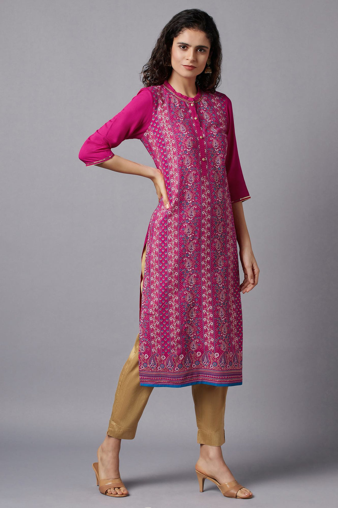 Pink Floral Printed kurta