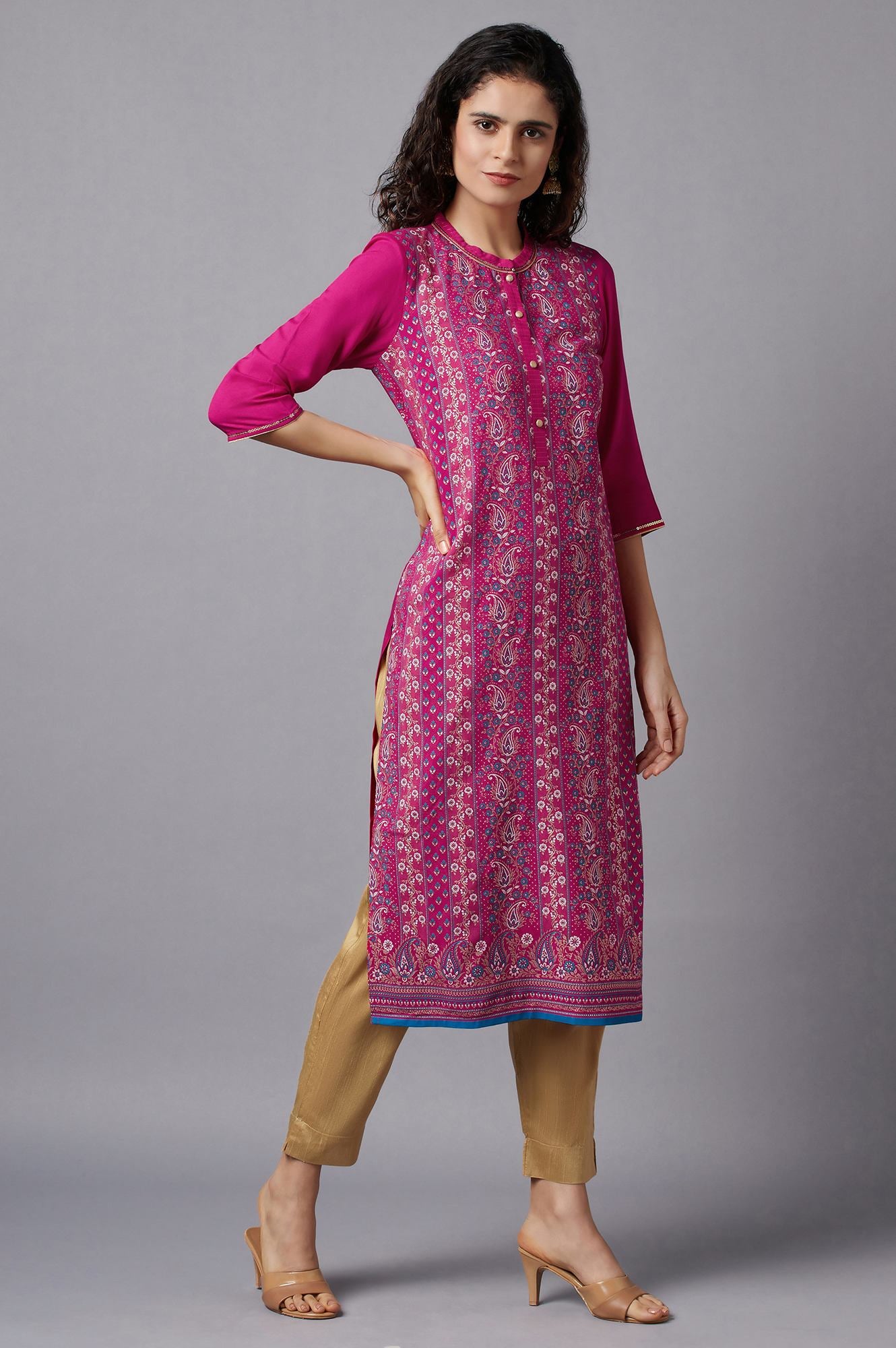 Pink Floral Printed kurta