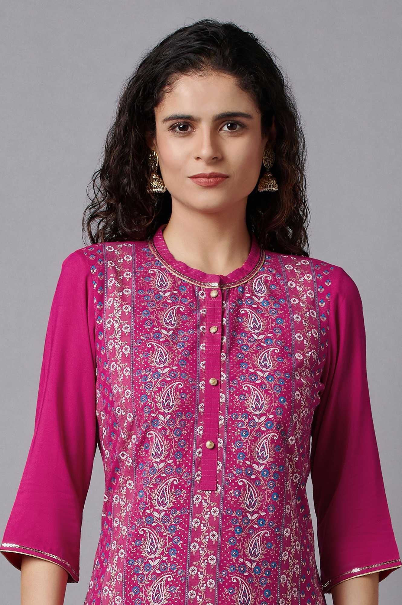 Pink Floral Printed kurta