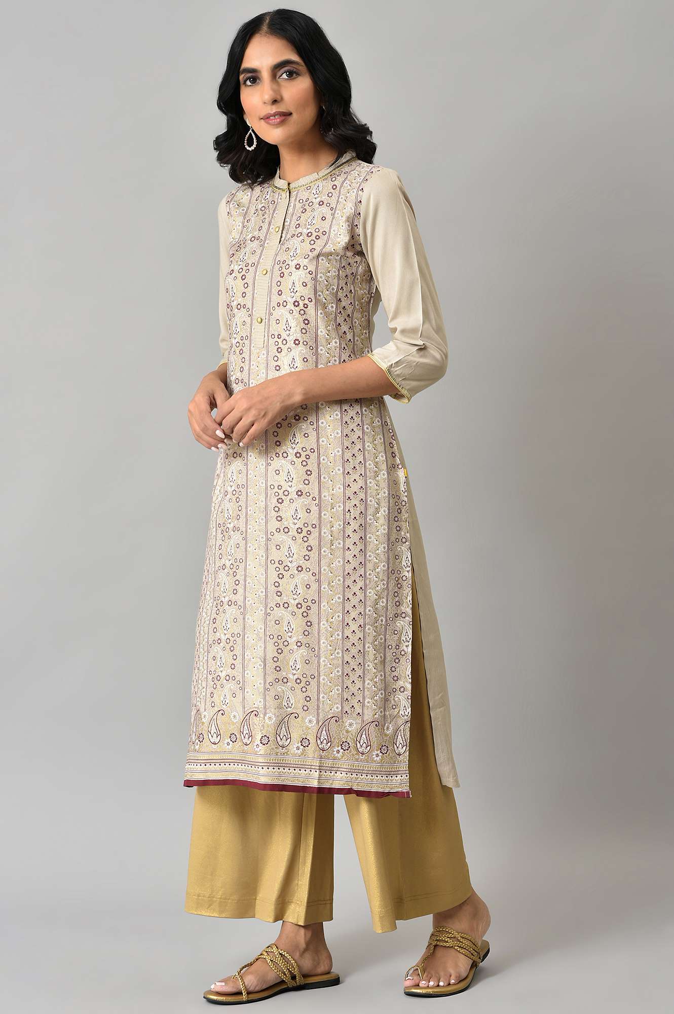 Natural Coloured Floral Printed kurta