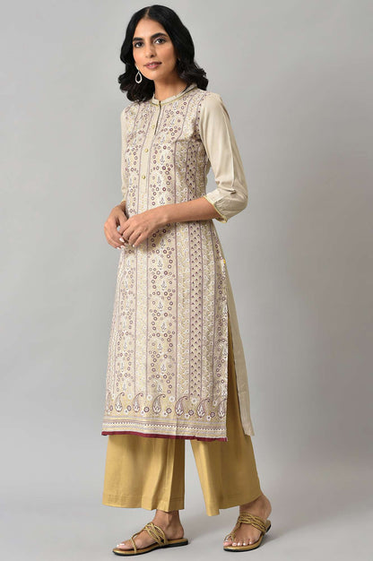 Natural Coloured Floral Printed kurta