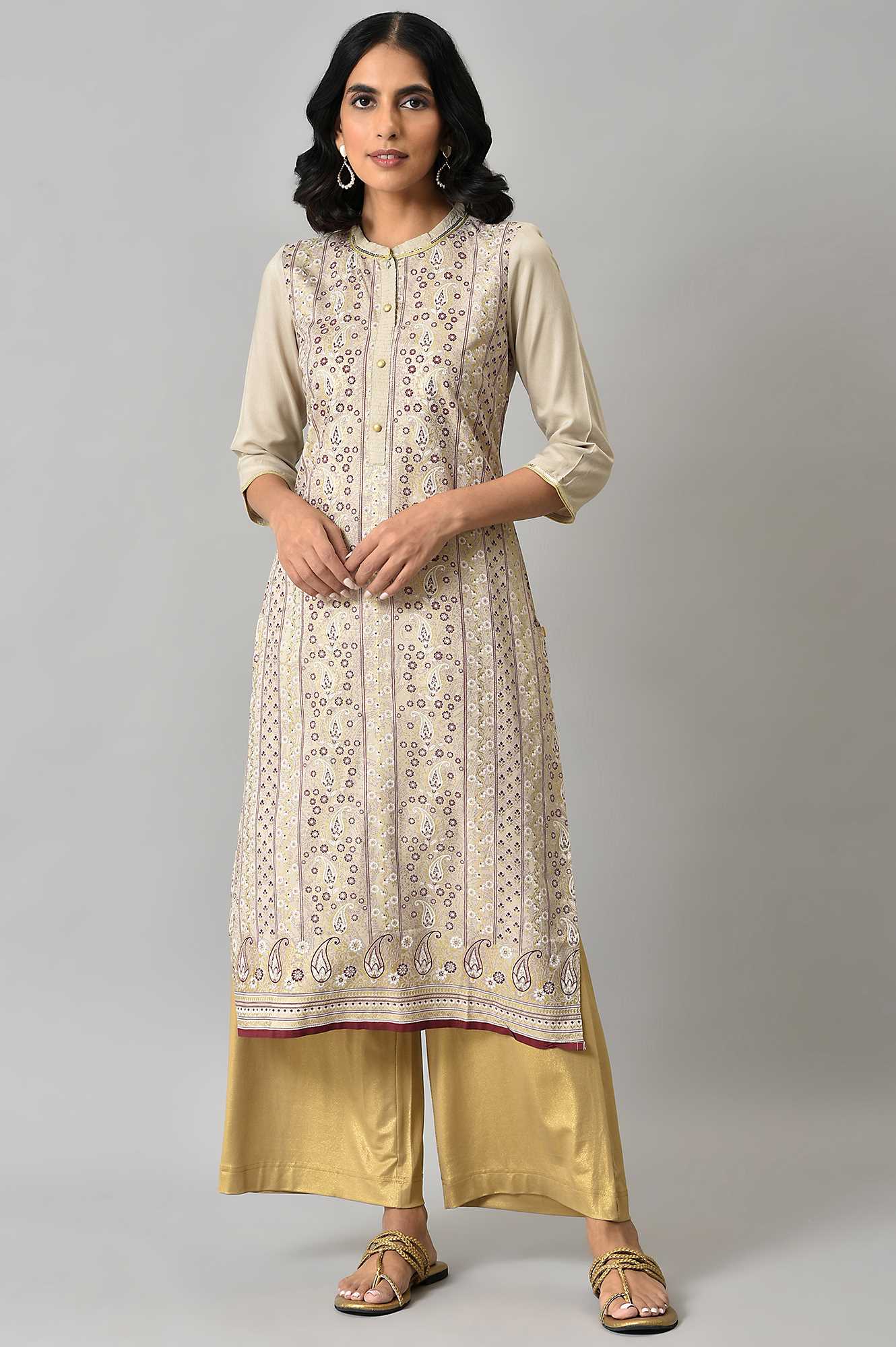 Natural Coloured Floral Printed kurta