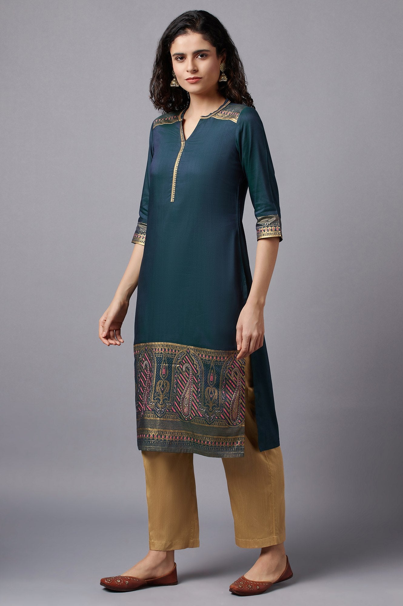 Green Floral Printed kurta