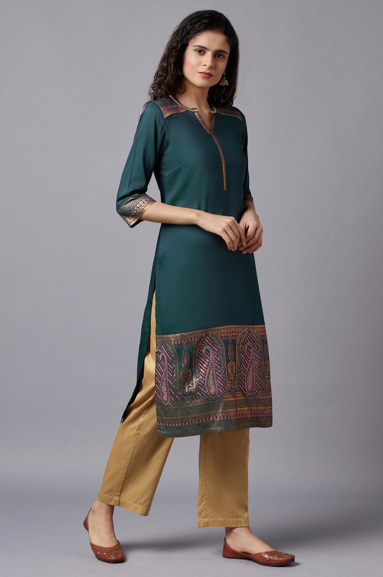 Green Floral Printed kurta