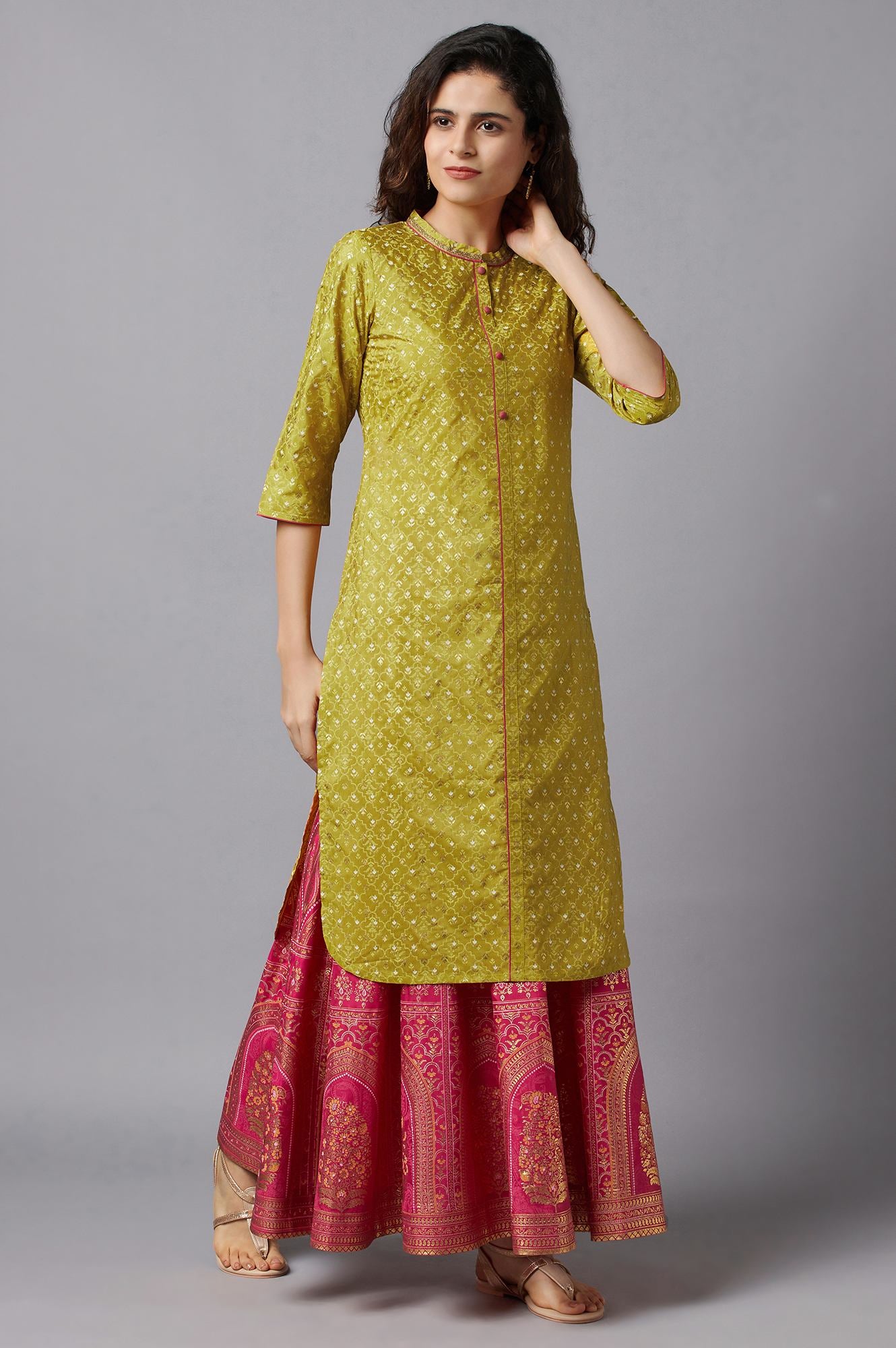 Green Floral Printed kurta