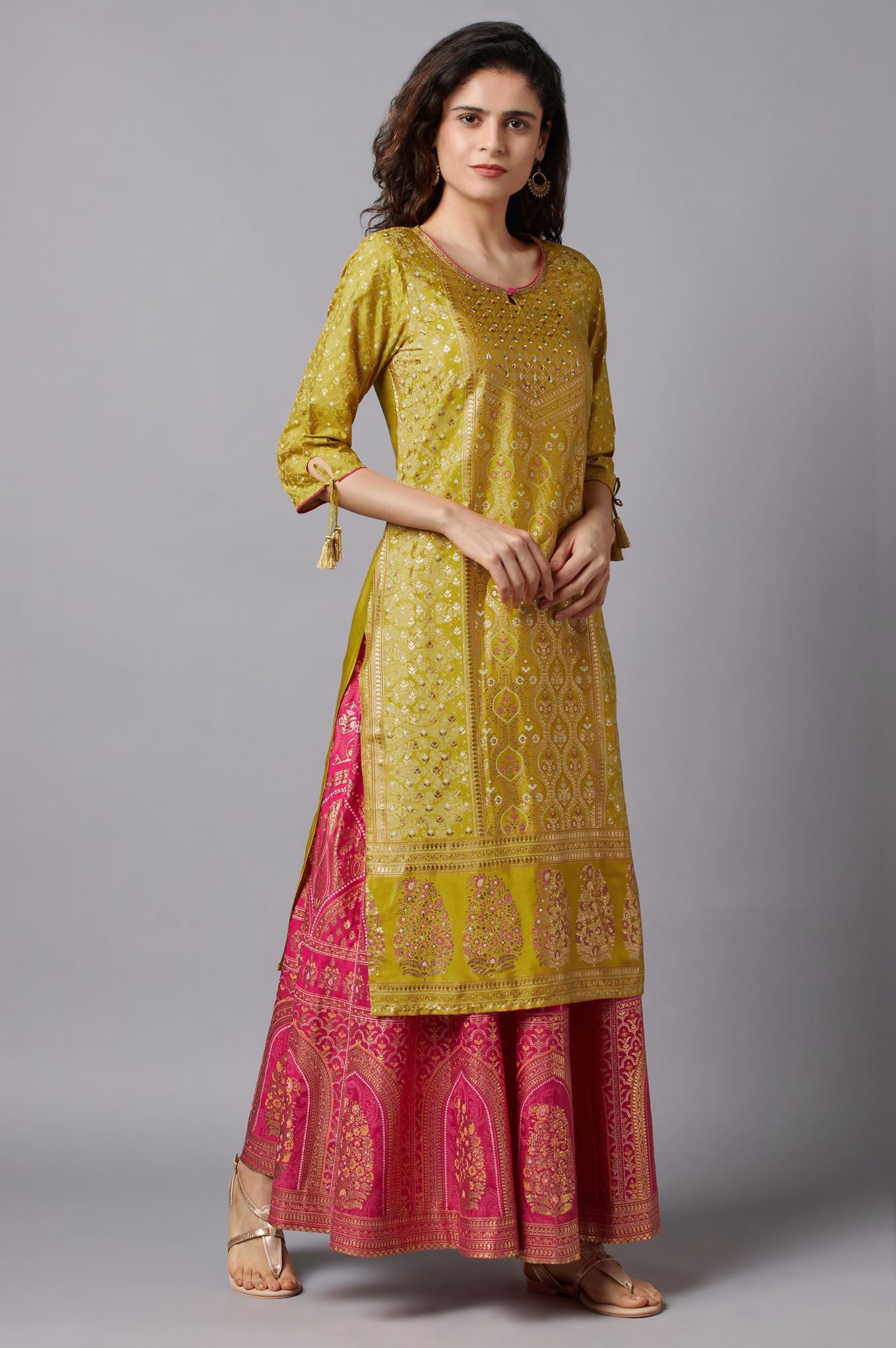 Yellow Floral Printed kurta