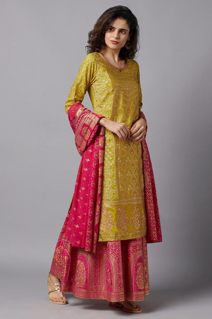 Yellow Floral Printed kurta