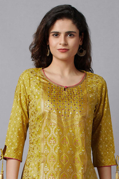 Yellow Floral Printed kurta