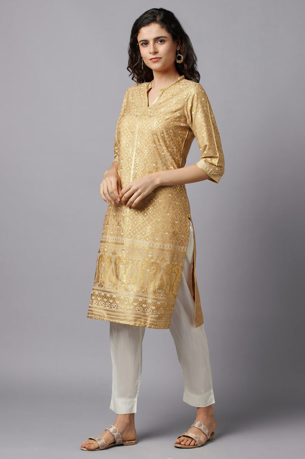 Gold Floral Printed kurta
