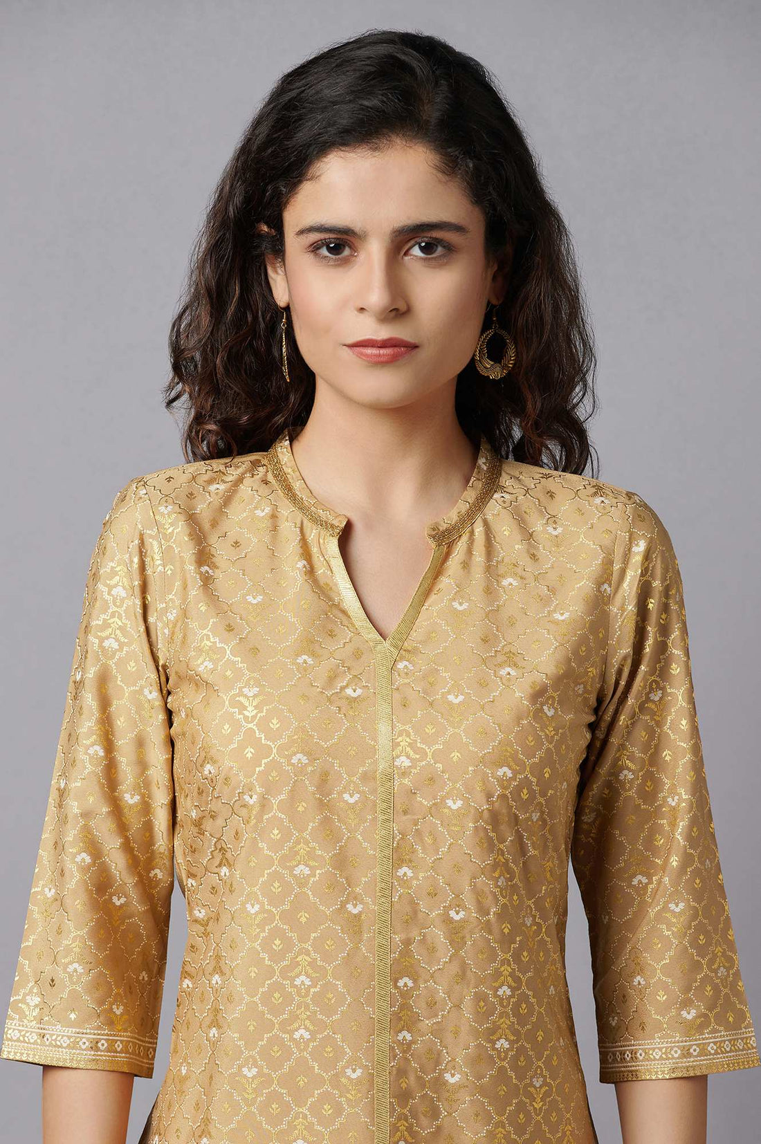 Gold Floral Printed kurta