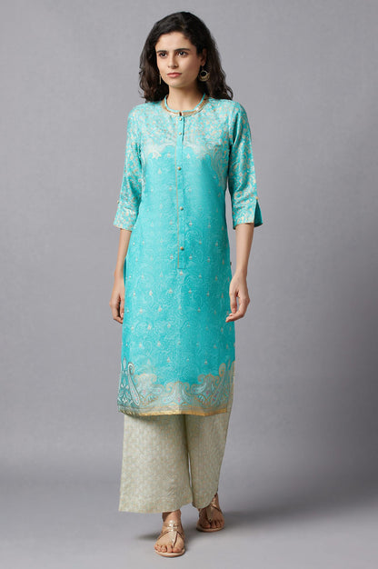 Blue Floral Printed kurta