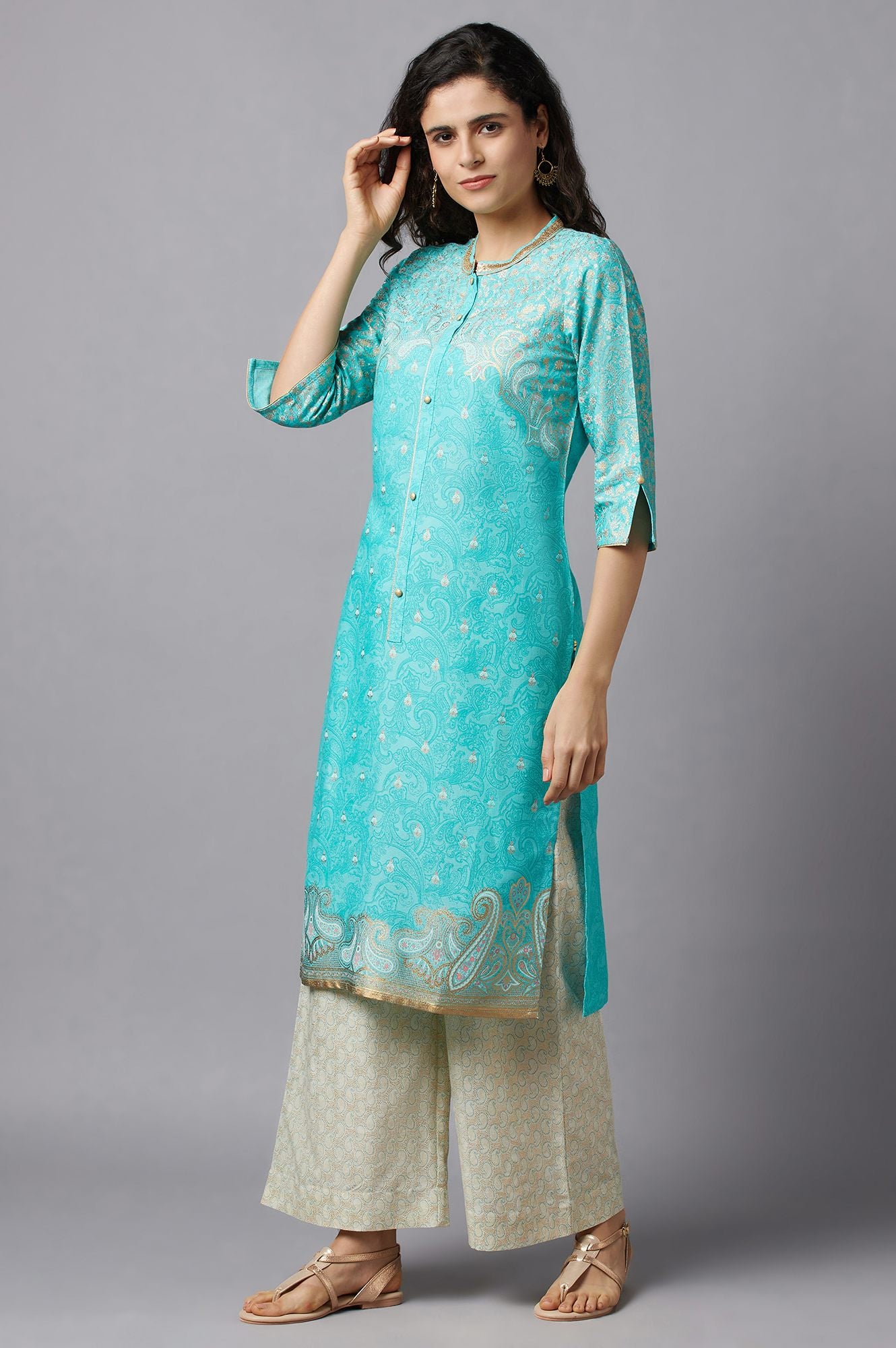 Blue Floral Printed kurta