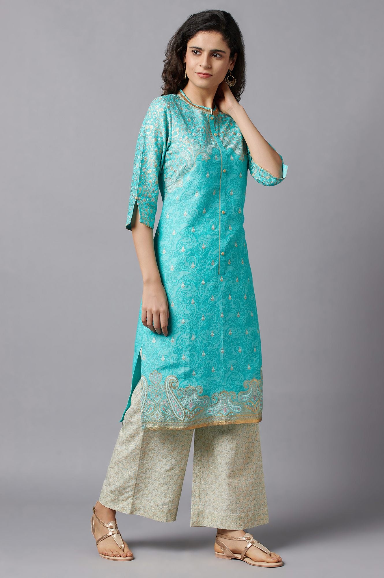 Blue Floral Printed kurta