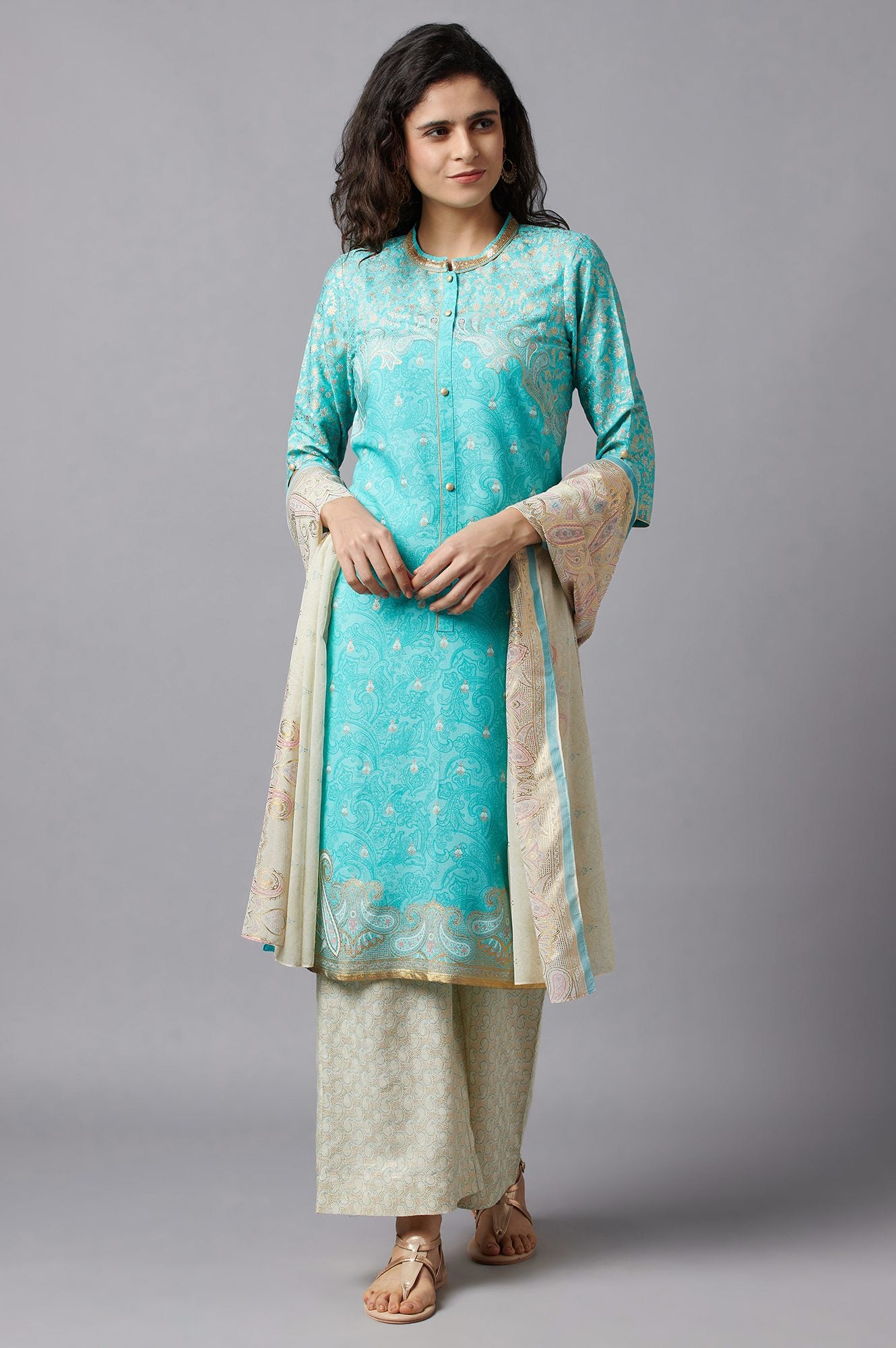 Blue Floral Printed kurta