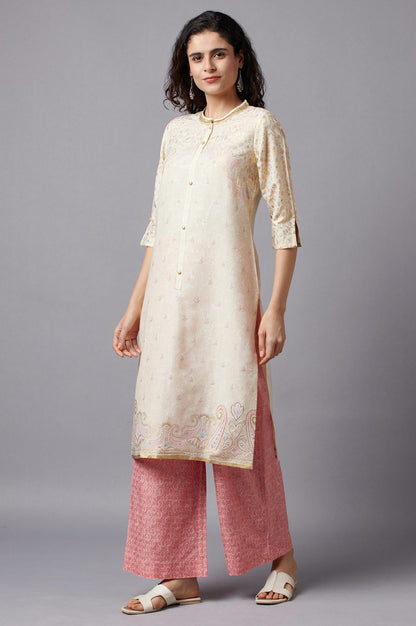 White Floral Printed kurta