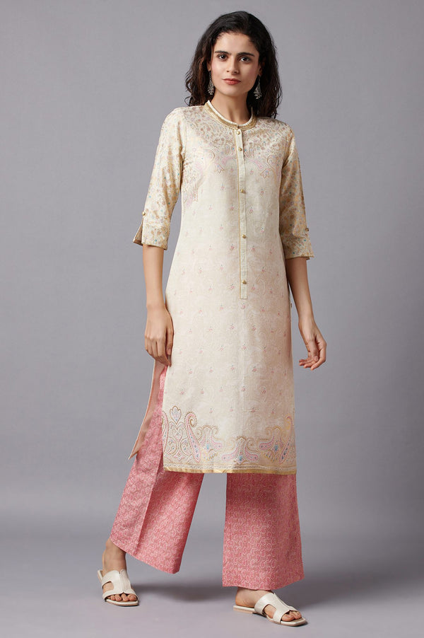 White Floral Printed kurta