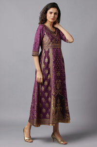 Purple Floral Printed Dress
