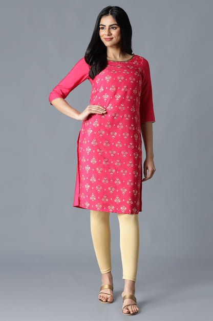 Pink Floral Printed kurta