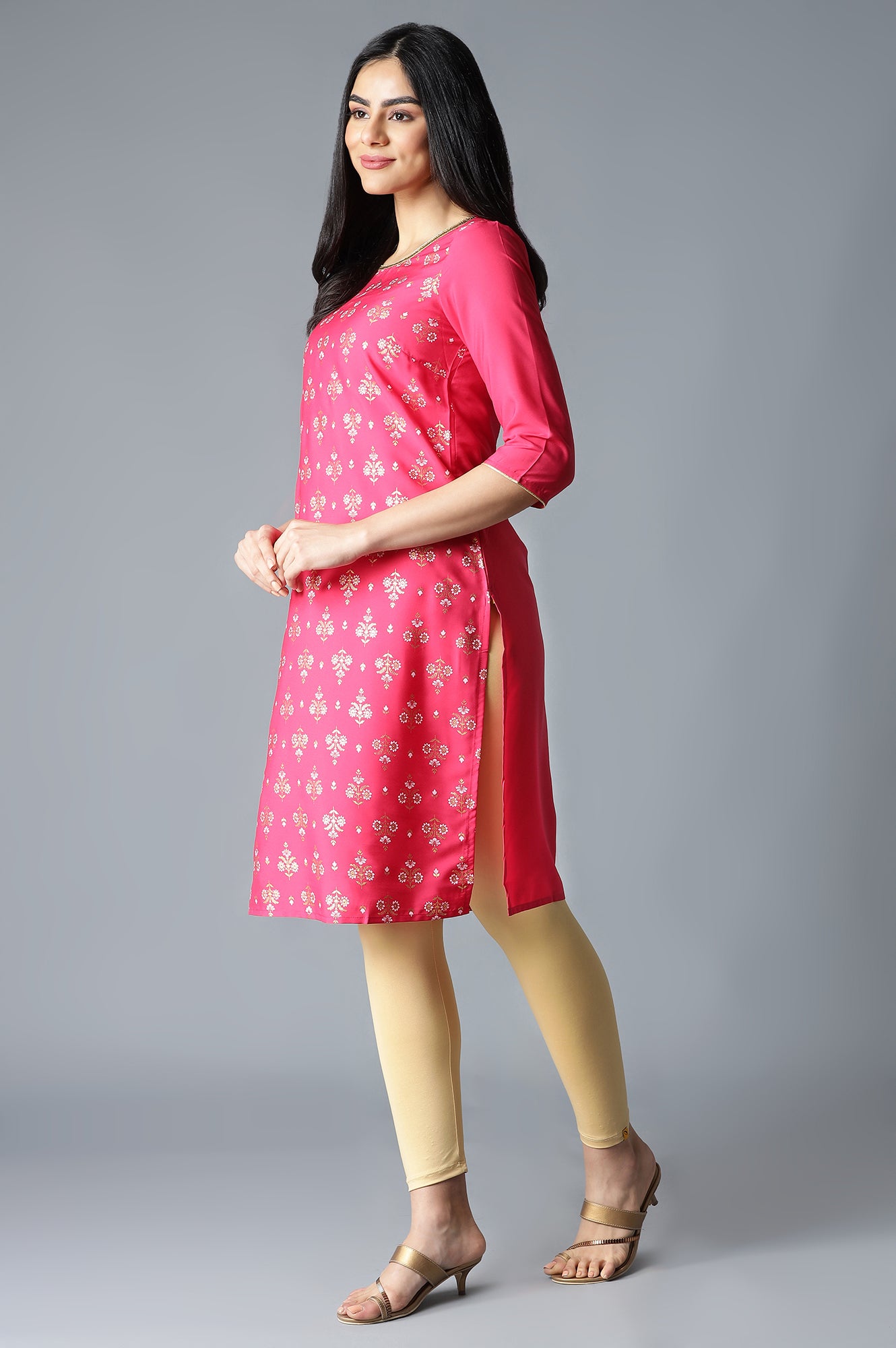 Pink Floral Printed kurta