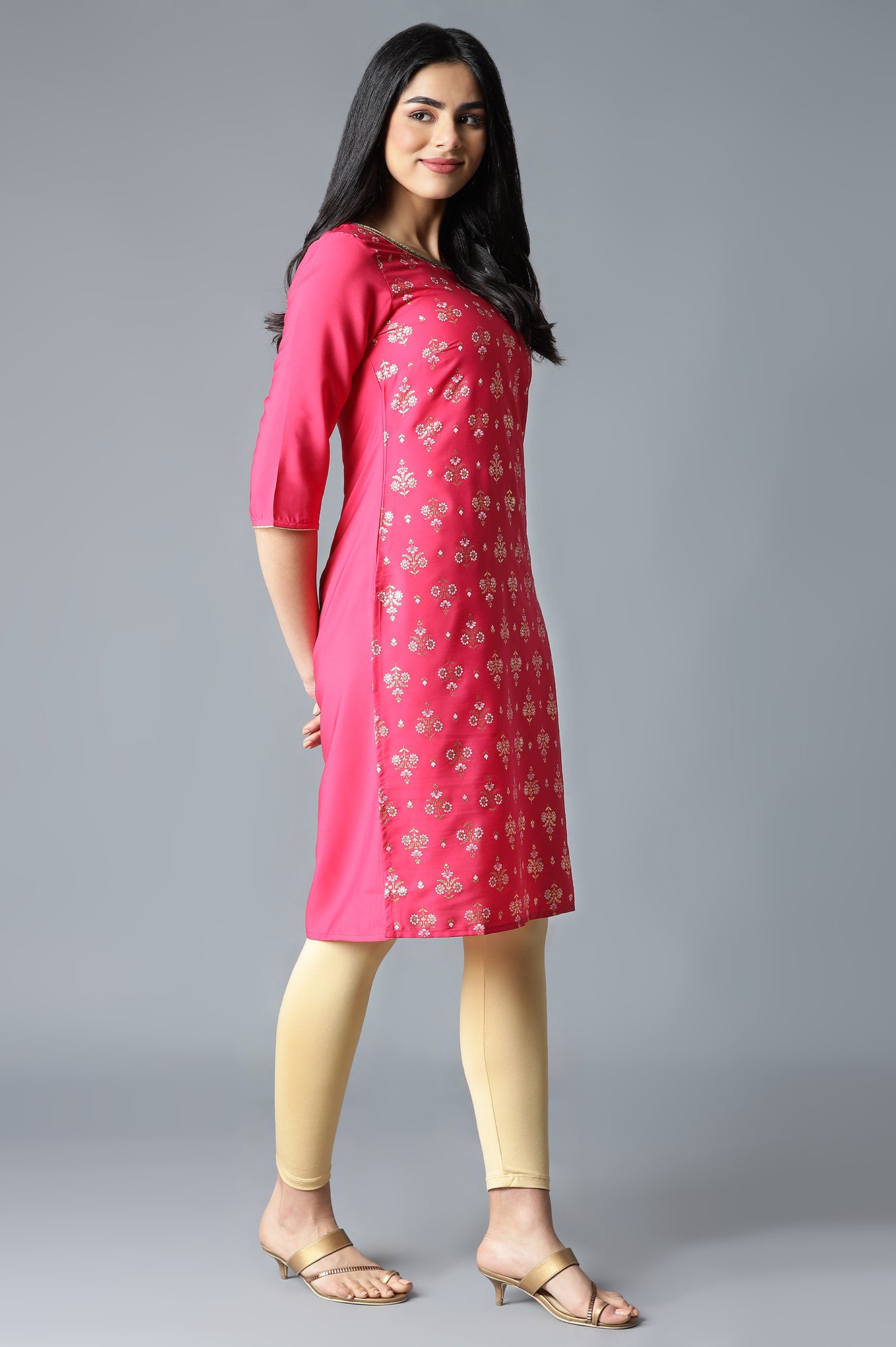 Pink Floral Printed kurta