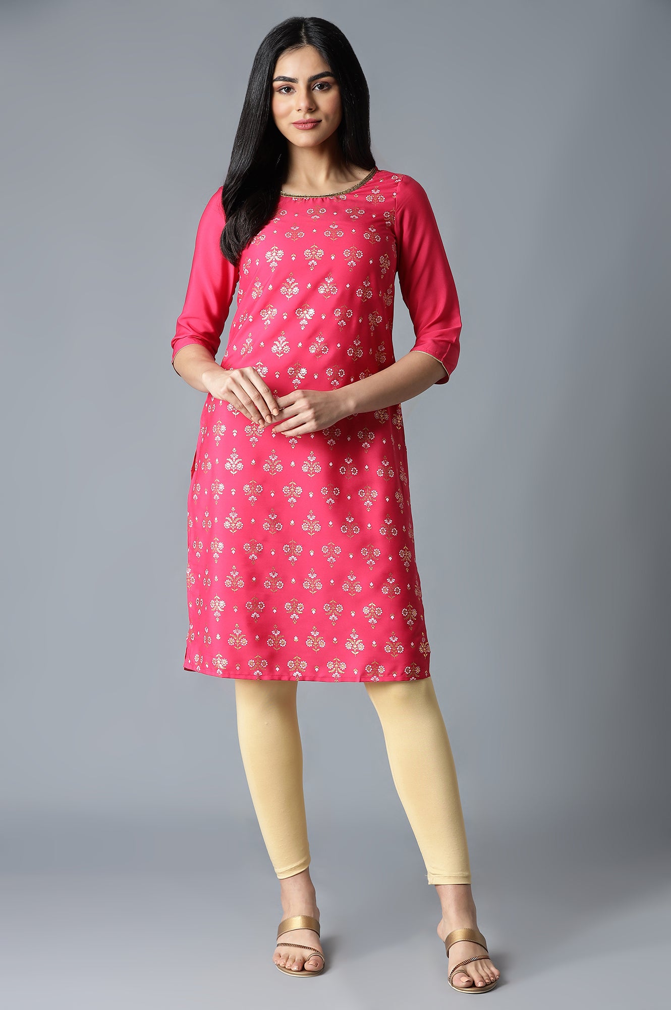 Pink Floral Printed kurta