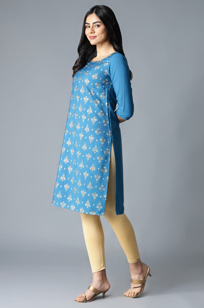 Blue Floral Printed kurta