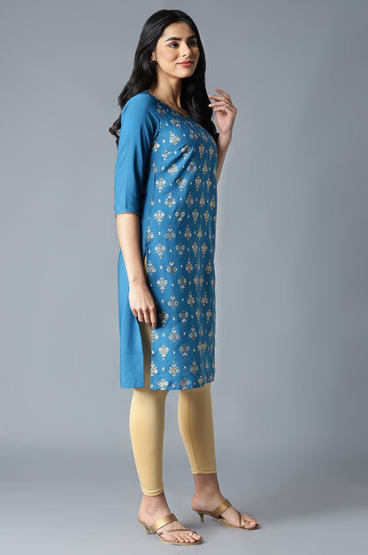 Blue Floral Printed kurta