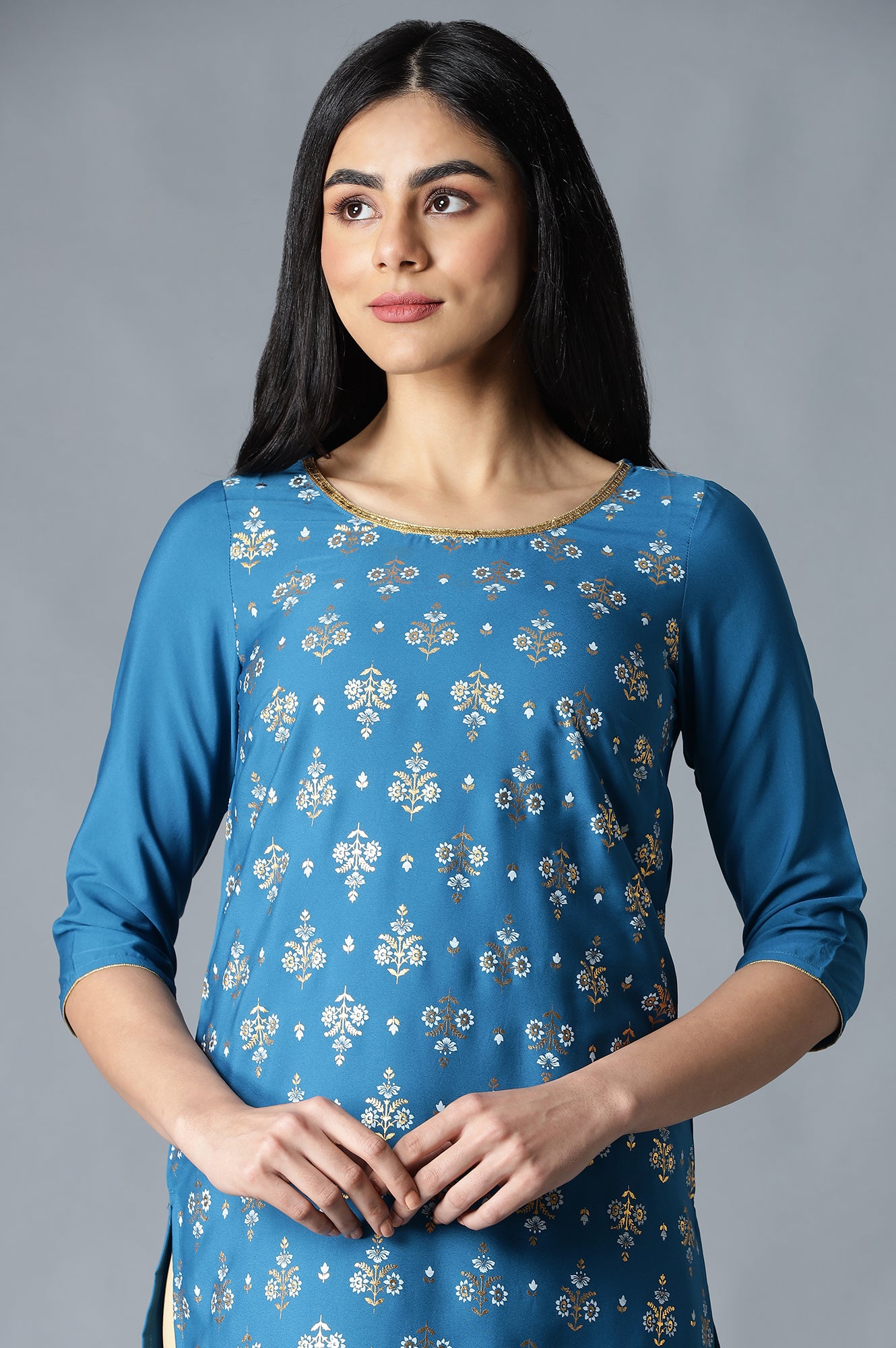 Blue Floral Printed kurta