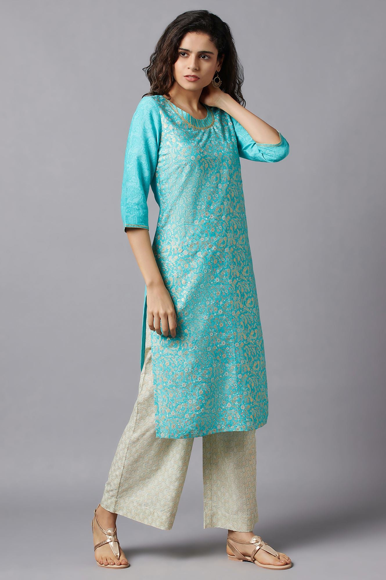 Blue Floral Printed kurta