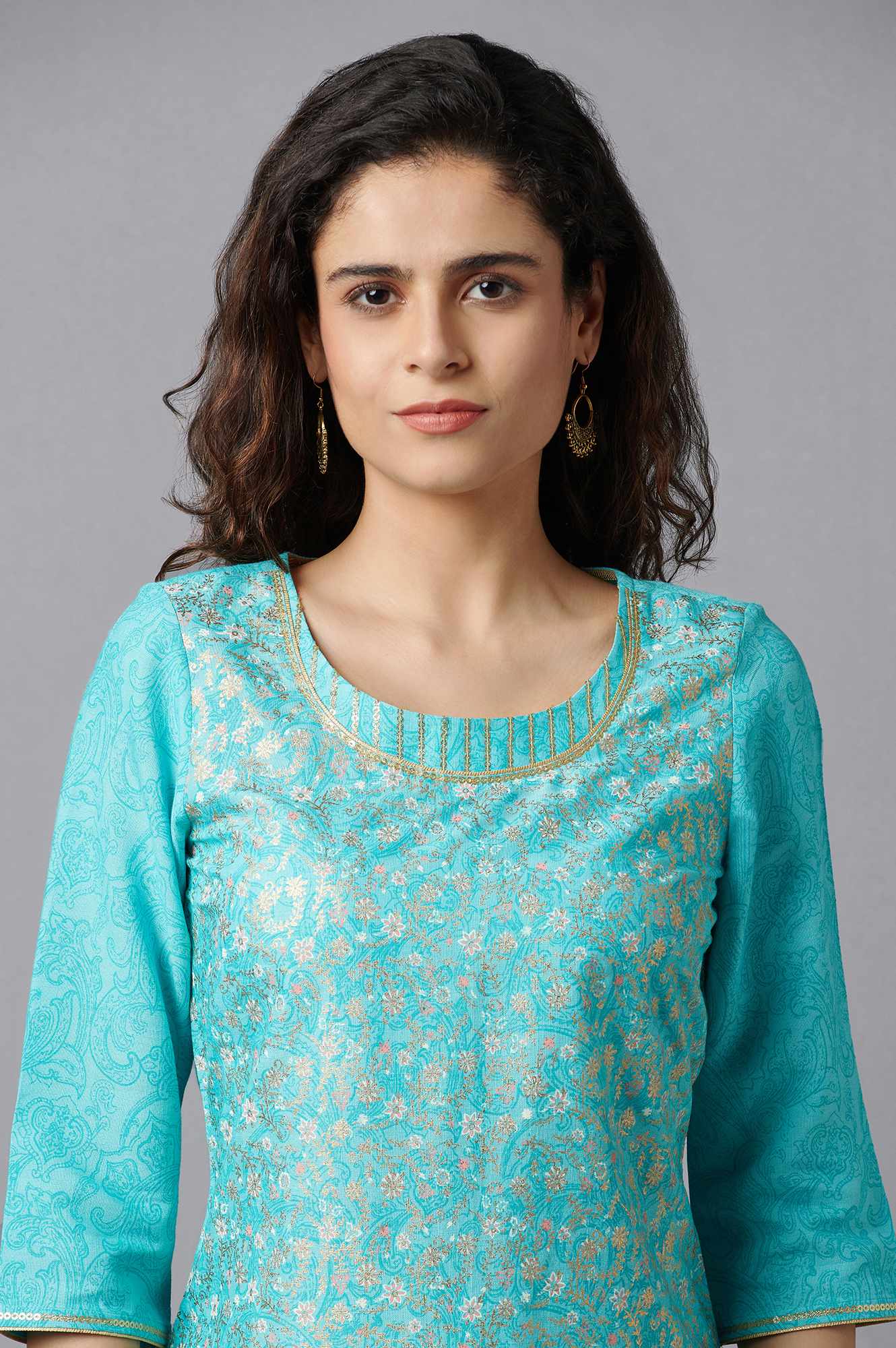 Blue Floral Printed kurta