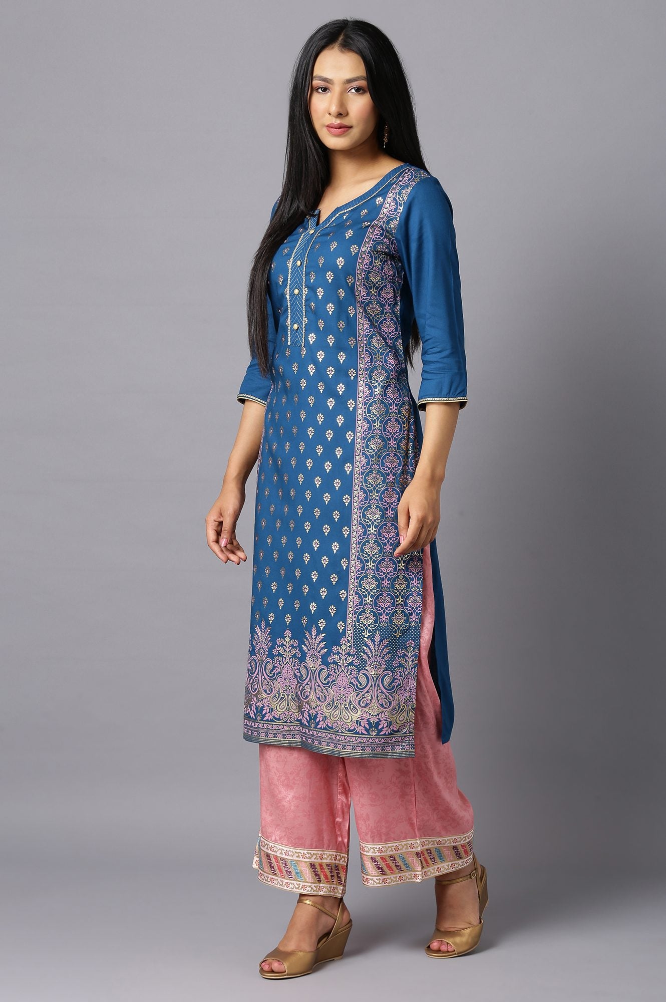 Blue Floral Printed kurta