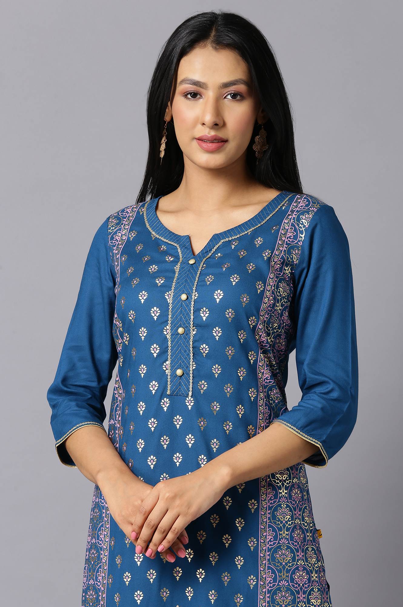 Blue Floral Printed kurta