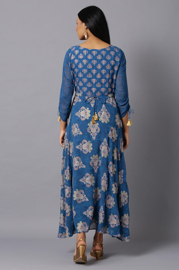 Blue Floral Printed Dress