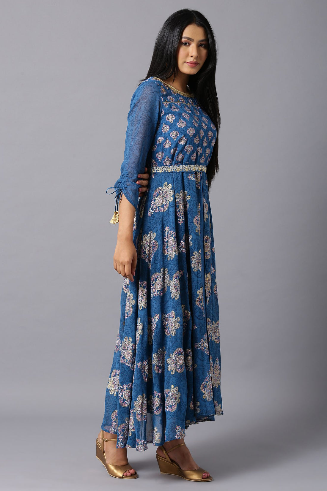 Blue Floral Printed Dress