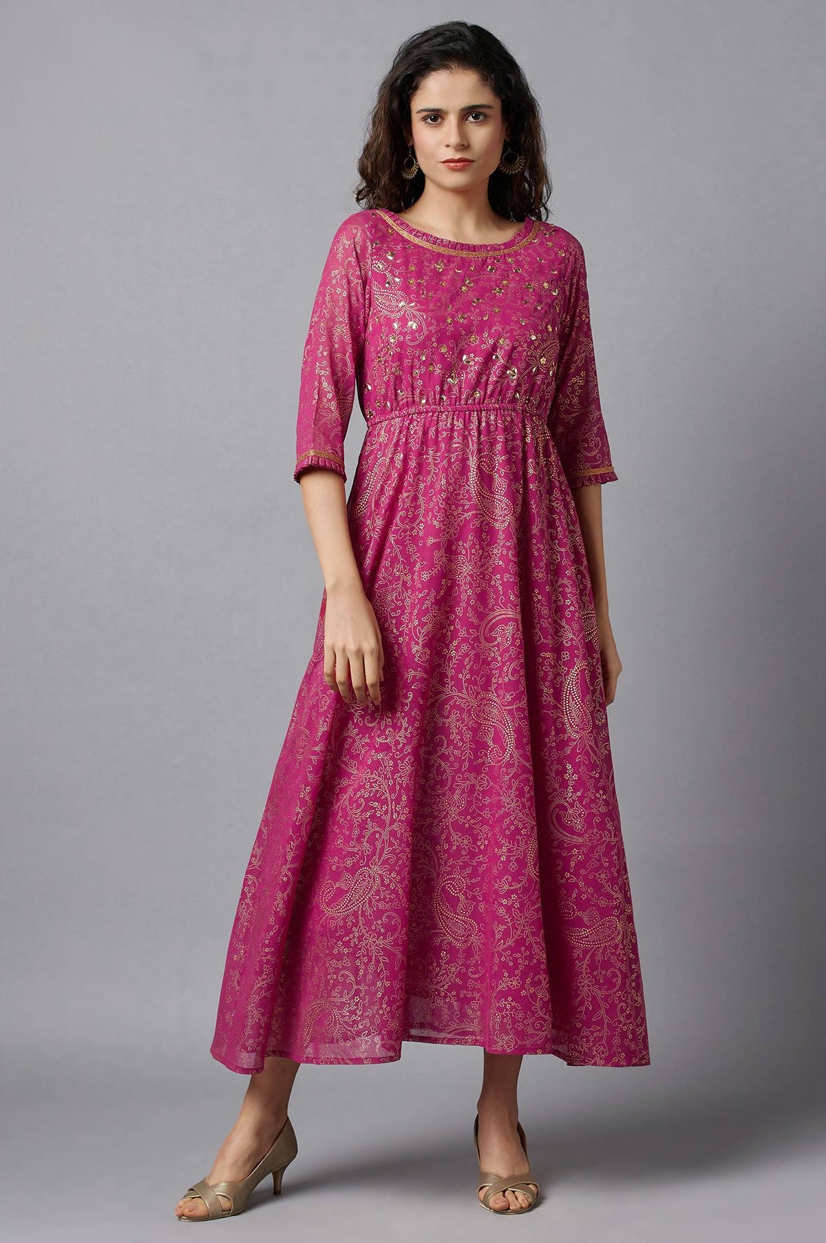 Pink Floral Printed Dress - XS