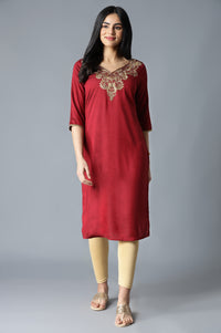 Red Floral Printed kurta