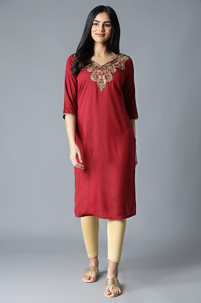 Red Floral Printed kurta