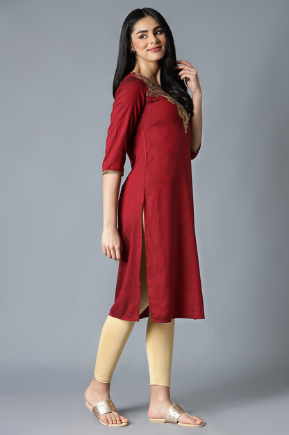 Red Floral Printed kurta