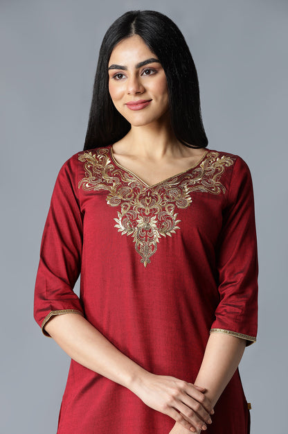 Red Floral Printed kurta